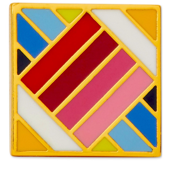 New Kate Spade Gold-Tone Multicolor Patchwork-Style Square Stud Earrings - Picture 2 of 7